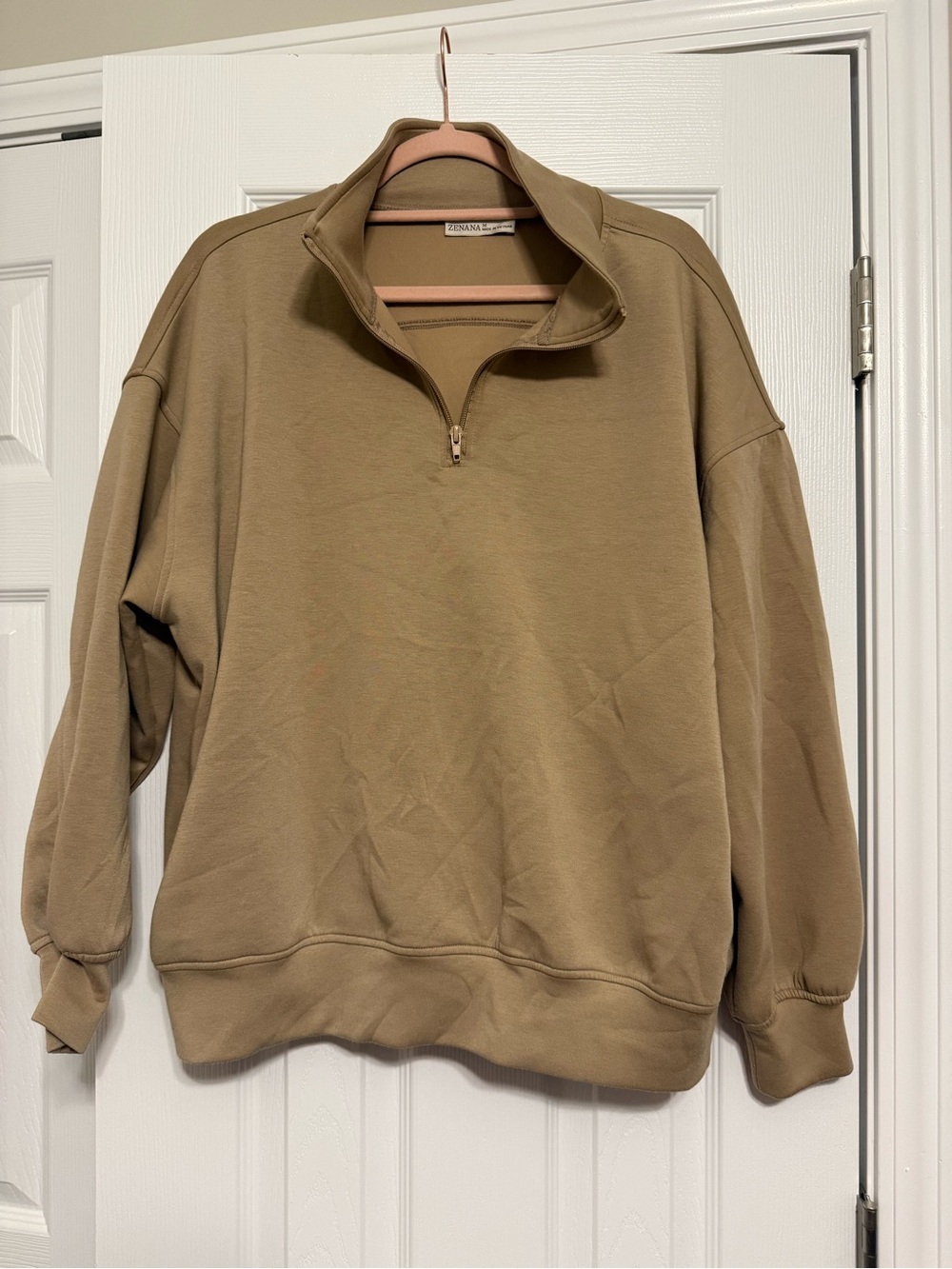 Quarter-Zip women’s sweatshirt in Khaki